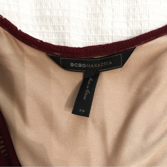 Bcbgmaxazria KINLEY BURGUNDY LONG SLEEVE V-NECKLINE SKATER MINI DRESS - Picture 9 of 13